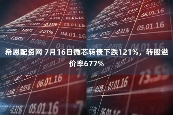 希恩配资网 7月16日微芯转债下跌121%，转股溢价率677%